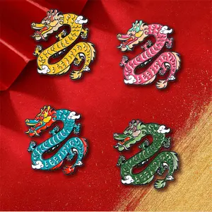Broche Mascotte du Zodiaque de l'Année du <span class=keywords><strong>Dragon</strong></span>, Épingle à Revers Personnalisée pour Sac à Dos et Vêtements - Product Image 1