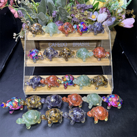 Figurine de tortue en résine avec éclats de cristal naturel, statue de tortue Orgone, artisanat animal de poche pour la guérison des chakras, vente en gros, décoration, cadeau