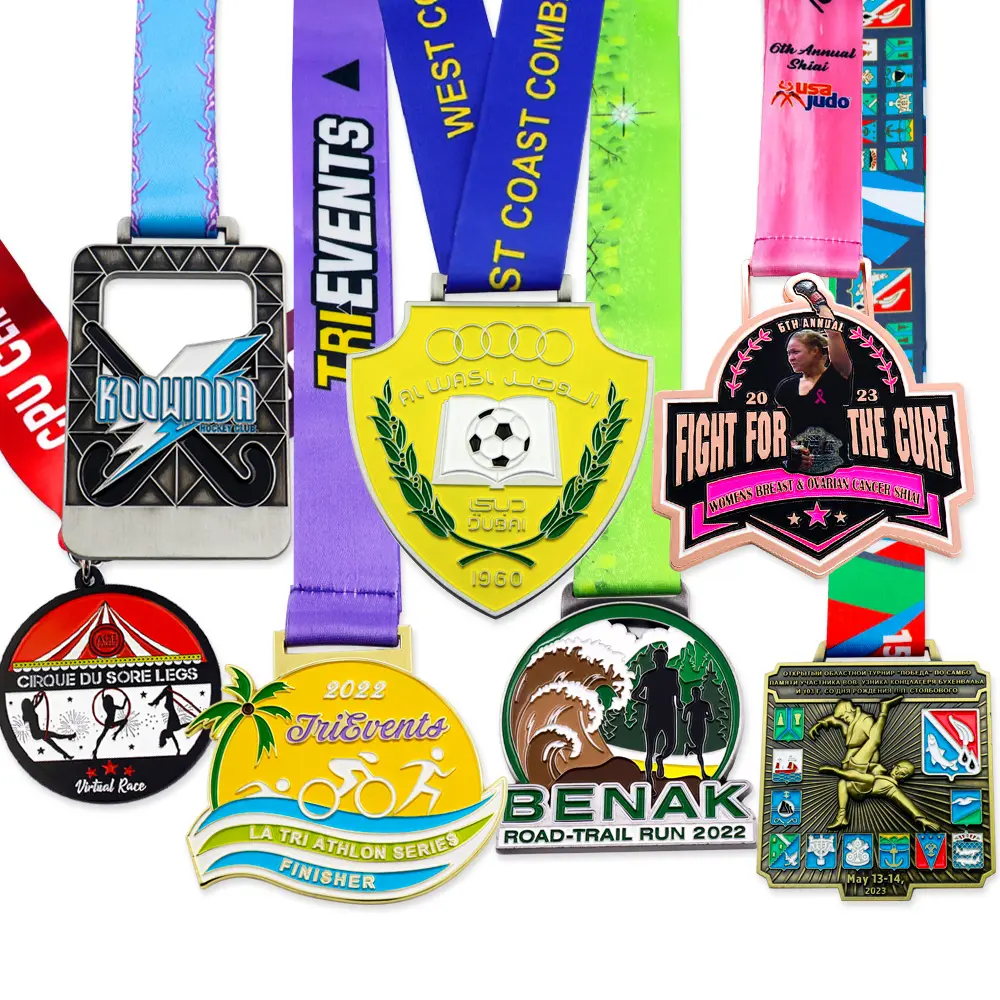 Médailles de sport personnalisées en émail doux Logo Arts martiaux/course à pied/judo/natation Football Grappling Bike Dance Metal Medallion