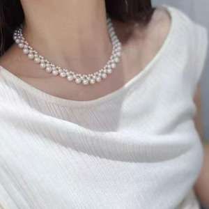 wholesale Jewelry Solid <b>Silver</b> Clasp Gradient Nucleus-Free Freshwater Pearl <b>Choker</b> 3-4/5/7-8mm High Quality Necklace - Product Image 4