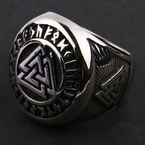 European and American Fashion Retro Stainless Steel Viking Triangle Pattern Men and Women Personality Titanium Steel <b>Ring</b> <b>Ring</b> - Product Image 2