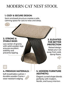 <span class=keywords><strong>Cama</strong></span> elevada de lujo para gatos con ventana, de madera, con colchón suave, mueble moderno de madera curvada para gatitos, para comodidad en interiores. - Product Image 5
