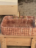 Stonekocc Calacatta Viola Lavabo à 3 trous en marbre naturel Bords festonnés Bassin de comptoir mural pour villa, hôtel, bureau