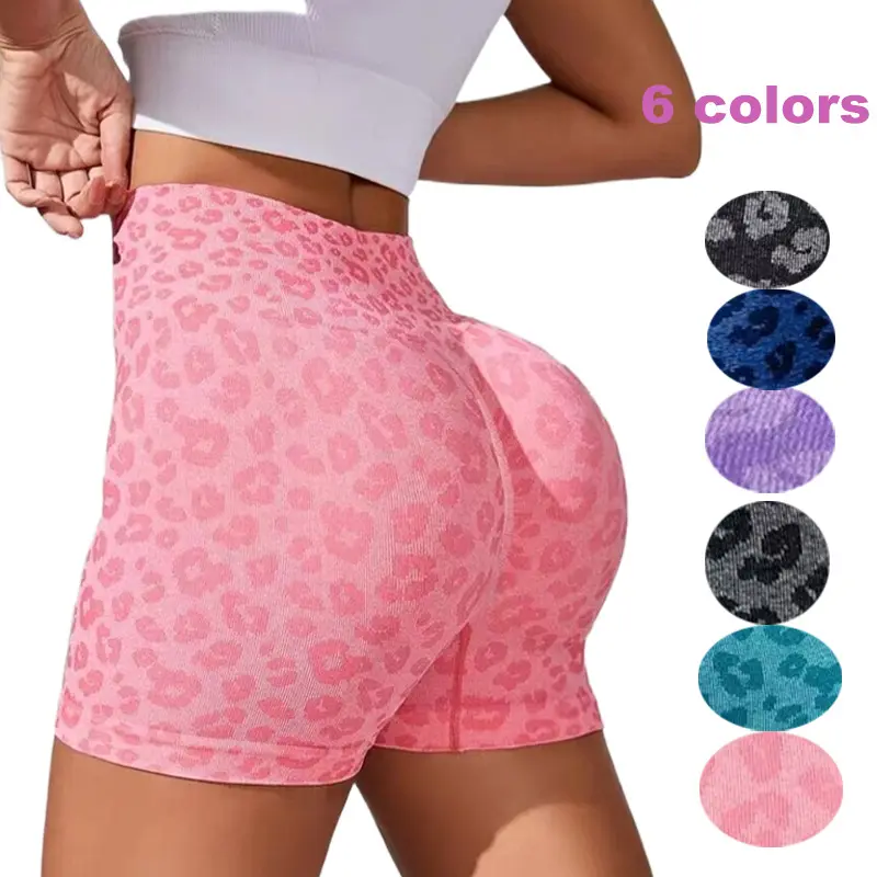 Pantaloncini leopardati da Yoga da donna in 6 colori personalizzati senza soluzione di continuità da palestra pantaloni corti da donna Leggings nuovo arrivo pantaloncini da allenamento per il Fitness