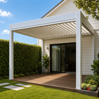 Pergola en aluminium MEIXIN avec toit à capteur de pluie automatique et bande LED chaude pour terrasse, jardin, patio, cour arrière, vente en gros