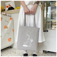 Sac à main en lin réutilisable à prix avantageux, grande capacité, avec fermeture éclair, pour l'école des filles, sac à bandoulière avec poche intérieure