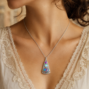 Collana con Ciondolo a Forma di Triangolo di Colore Viola, Design Creativo per Donne - Product Image 2