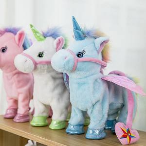 Juguete <span class=keywords><strong>interactivo</strong></span> de peluche de <span class=keywords><strong>unicornio</strong></span>, figura de caballo de Ángel de peluche eléctrico con relleno de algodón PP, regalo para caminar y cantar para niños - Product Image 6