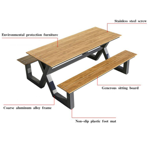 Tavolo Moderno <span class=keywords><strong>da</strong></span> <span class=keywords><strong>Esterno</strong></span> Progettato per Parchi di Montagna, Panchina Impermeabile <span class=keywords><strong>con</strong></span> Telaio <span class=keywords><strong>in</strong></span> Alluminio e Piano <span class=keywords><strong>in</strong></span> <span class=keywords><strong>Legno</strong></span> Plastico, per Uso <span class=keywords><strong>in</strong></span> Patio e Ingegneria - Product Image 6