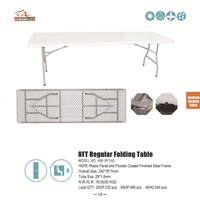 Table de banquet pliable en plastique rectangulaire de 8 pieds (240 cm) pour les fêtes, prix de gros