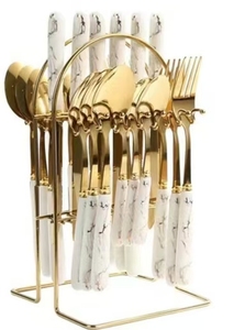 Bán Buôn 24-Mảnh Thanh Lịch Kim Loại Dao Kéo Bộ Quà Tặng Ánh Sáng Sang Trọng Phong Cách Dao Muỗng Nĩa Flatware Bộ - Product Image 6