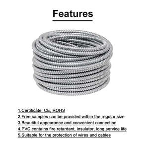 Manguera <span class=keywords><strong>de</strong></span> metal recubierta galvanizada impermeable <span class=keywords><strong>de</strong></span> 1/2 pulgadas, tubo corrugado, conducto <span class=keywords><strong>Flexible</strong></span> <span class=keywords><strong>de</strong></span> <span class=keywords><strong>aluminio</strong></span> - Product Image 2