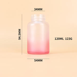 Flacon en verre rose à large ouverture avec bouchon à vis, 120 ml, pour pilules, forme cylindrique, emballé en carton, flacon en verre pour pilules - Product Image 6
