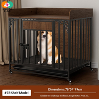 Nichoir pliable en bois de 78 cm avec cadre épais, étagère de rangement et toilettes séparées, pour usage intérieur, idéal pour Golden Retriever et chiens de taille moyenne à grande