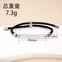 Bracelet d'identification en acier inoxydable électroplaqué, cordon tressé réglable, unisexe, gravable, cadeaux de fêtes, vente en gros