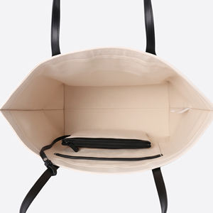Premium Modern Eco-Friendly <b>Canvas</b> Promotional <b>Shopping</b> Tote <b>Bag</b> with Detachable Pouch PU Trim Handle & Customizable Logo - Product Image 2
