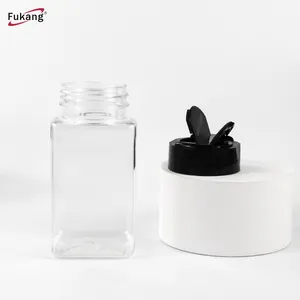 Factory wholesale ready to ship 4Oz Square glitter shaker jars , Plastic Empty Spice Jars Packaging Bottle