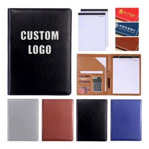 Porte-documents A4 en cuir PU avec clip, bloc-notes et logo personnalisé pour entreprises – Vente en gros - Product Image 1