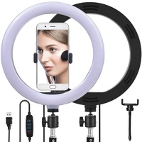Anneau lumineux pour selfie de 10 pouces avec trépied, support de téléphone, télécommande, lampe LED pour vidéo YouTube, TikTok, diffusion en direct