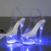 Sandales à Talons Hauts Lumineuses Sexy Plateforme Nuit Club Chaussures de Danse Poteau pour Dames