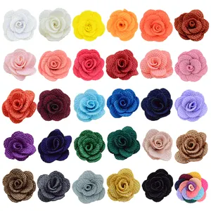 Diy Handmade Linen Flower Simulation Rose Pure Color Gift Box Decorated With Flowers For Kids Headwear Hair Accessories