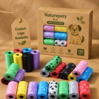 Sacs à excréments en Pla pour chiens, sachets biodégradables, jetables, en arc de maïs, biodégradables, imprimés personnalisés, 50 pièces