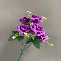 LE-473 Vente en gros – Bouquet de 6 roses artificielles en soie, économiques, pour artisanat floral et décoration intérieure