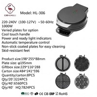 Gaufrier électrique 1000W multifonctionnel avec plaques interchangeables antiadhésives pour donuts, cœurs, omelettes et sandwichs