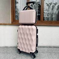Valise à Bagages de 14 Pouces et 20 Pouces en ABS avec Logo Personnalisé Jaune Valise à Roulettes de Voyage Durable avec Doublure en Polyester Dessin Animé