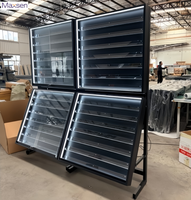 Maxsen Présentoir de Comptoir Autonome à 2 Niveaux avec Éclairage LED pour Cartes de Jeu, Panneaux de 5 mm, Surface Électrolytique Americana