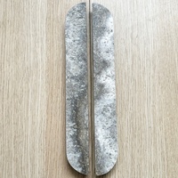Poignées de porte ovales longues en pierre naturelle STONEKOCC 32x8x4cm, poignées de luxe en marbre gris argenté, travertin pour meubles