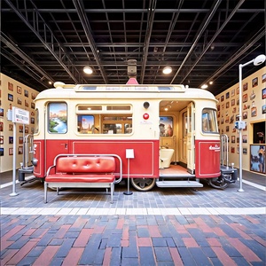 Puesta de Sol junto al Mar, Tren Metropolitano Retro, Hermosa Decoración para Exteriores, Escena Real, Lugar de Fotografía, Centro Comercial, Famoso en Internet - Product Image 1