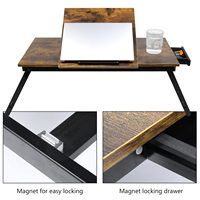 Table de lit pour ordinateur portable Combohome en bambou, table réglable avec plateau inclinable, pieds pliables et tiroir, table d'étude pour lit
