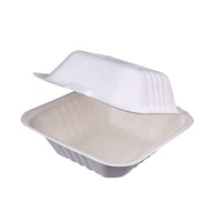 Boîte à emporter biodégradable écologique de 6 pouces, récipient alimentaire, boîte à hamburger en bagasse