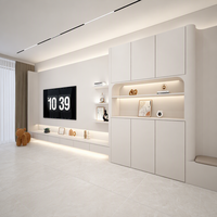 Meuble TV mural multifonctionnel réglable de luxe au design moderne pour salon, en bois
