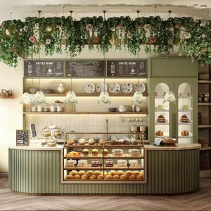 LUX Modern Glass Coffee Shop Bar Counter Trendy Bakery Furniture Design Custom Wooden Bakery Shop Showcase - Product Image 5