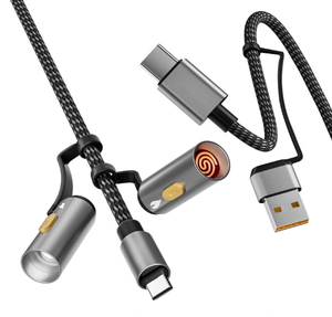 Cable de Carga Multiusos 5 en 1, USB A/Tipo <span class=keywords><strong>C</strong></span> a Tipo <span class=keywords><strong>C</strong></span>/Luz LED/Encendedor, Cable de Datos de 480 Mbps con Linterna y Encendedor Eléctrico - Product Image 1