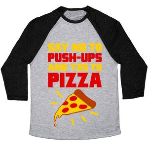 No alle flessioni, sì alla pizza - T-shirt da baseball unisex in tessuto misto - Product Image 2
