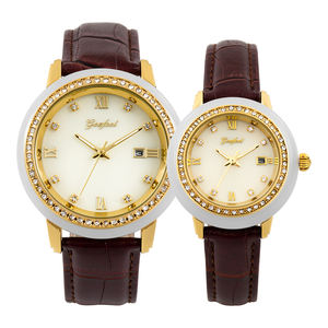 Reloj de lujo para hombre de jade sintético – Incrustaciones de cristal, cuarzo Miyota, caja de aleación IPG, correa de cuero PU, resistente al agua 3ATM, DOE/DOM - Product Image 1