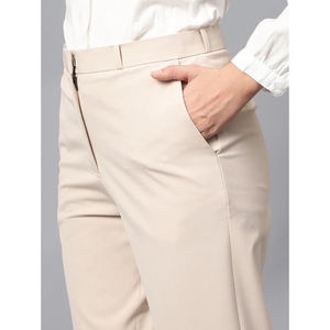 Pantalones de corte recto para mujer con bolsillos laterales y cintura ajustable Pantalones de mujer de tiro alto estirables - Product Image 2