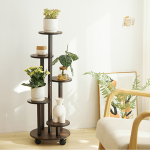 Flower Stand <strong>Ladder</strong> 5 Tier Home Indoor Shelf Holder Metal <strong>Bamboo</strong> Wood Tall Gold Display Designs Planter Pot Flower Plant Stand - Product Image 6