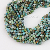 Vente en gros de petites perles rondes à facettes en turquoise naturelle pour la fabrication de bijoux à bricoler soi-même, 2mm, 3mm 4mm, longueur 38cm