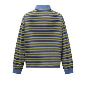 T-Shirt a Maniche Lunghe da Uomo in Cotone con Collo Asimmetrico a Righe Primaverile con Colletto <span class=keywords><strong>Polo</strong></span> - Product Image 3