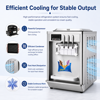 Machine à glace molle commerciale Gongly, prix usine, 3 saveurs, haute productivité, pour noix, en acier inoxydable, modèle de comptoir