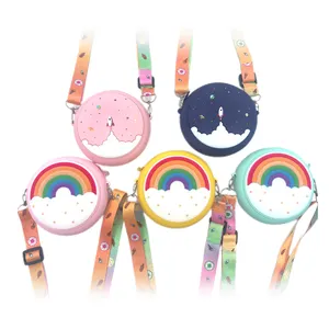 Starry Sky Rainbow Colorful 3D Silicone Cartoon Zipper Messenger Purses Crossbody Handbag For Child