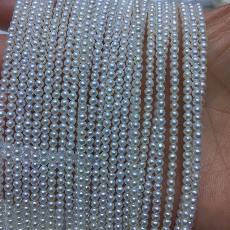 Akoya-Mini perlas de agua dulce para collar, perlas redondas de 2,0-3,0mm, color rosa