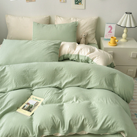 Vente en gros de linge de lit 4 pièces en pur coton 200TC, housse de couette, taie d'oreiller, drap-housse, OEM ODM OEKO TEX, taille personnalisée