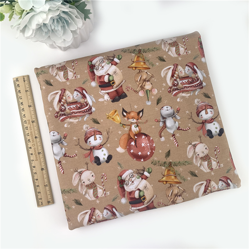 Cartoon christmas pattern print on cotton lycra fabric