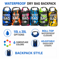 Sac étanche en PVC de couleur unie personnalisé, sac seau de 2L à 30L, sac de rafting flottant pour la plage, la natation, le kayak, la navigation de plaisance, la randonnée en rivière