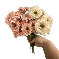 Bouquet de 3 têtes de marguerites artificielles en soie, 26 cm, fausses marguerites africaines, petit bouquet vintage, fausses chrysanthèmes pour la décoration intérieure